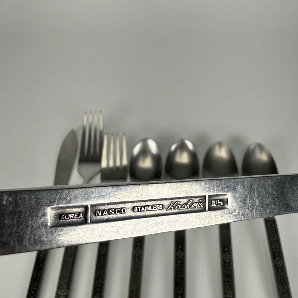 Nasco Kashmir‎ Vintage MIX LOT OF 8 Stainless Korea FORK SPOON SERVING